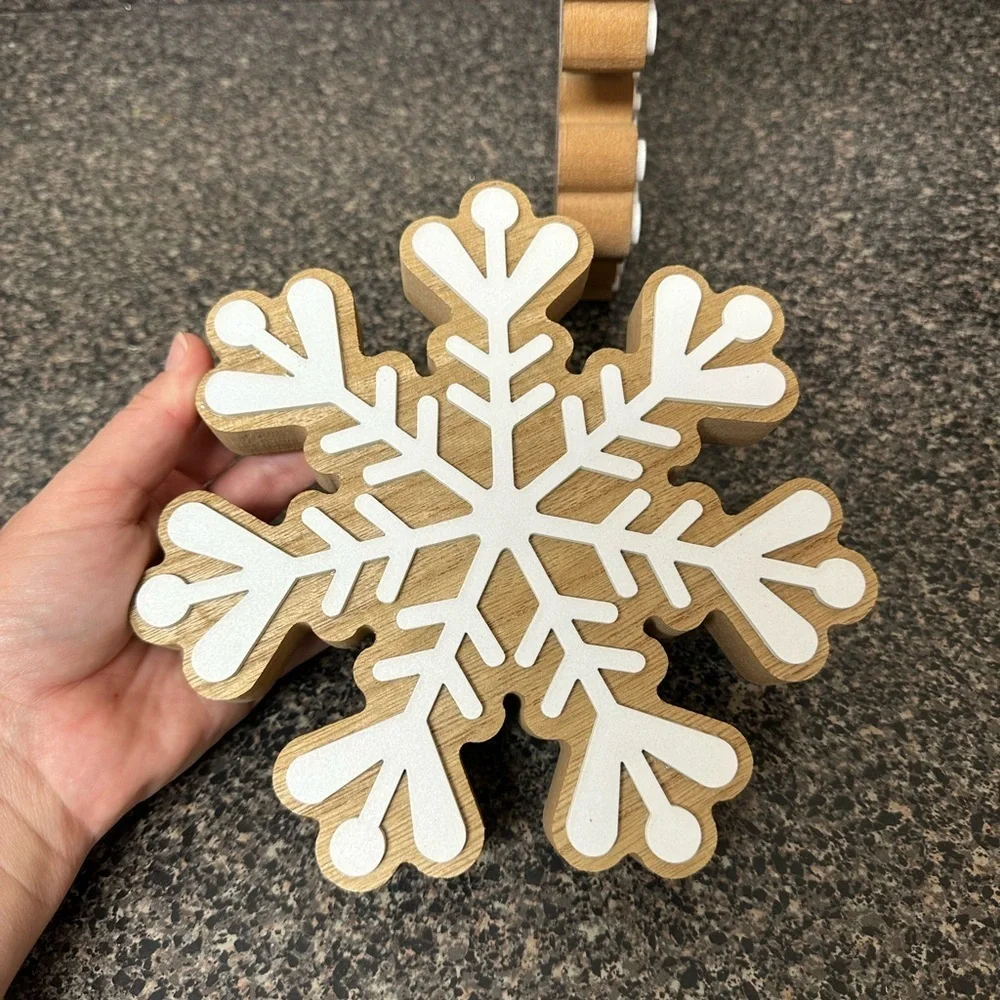 Layered Wood Snowflake Set